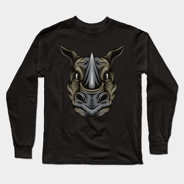 Rhino Long Sleeve T-Shirt by JagatKreasi